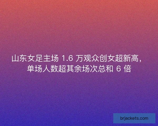 山东女足主场 1.6 万观众创女超新高，单场人数超其余场次总和 6 倍
